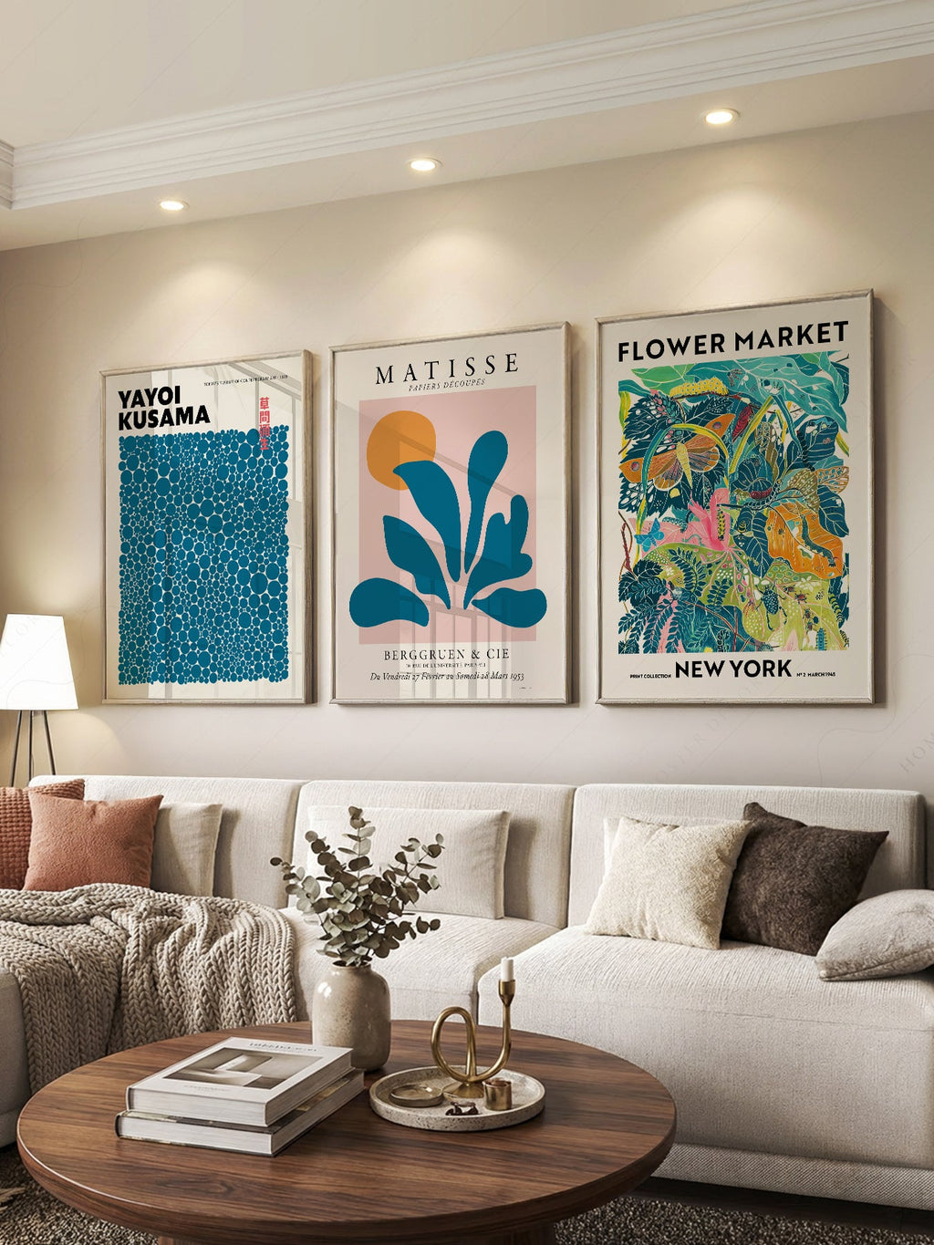 Teal Gallery Wall Set – Matisse Kusama Flower Market Art Prints