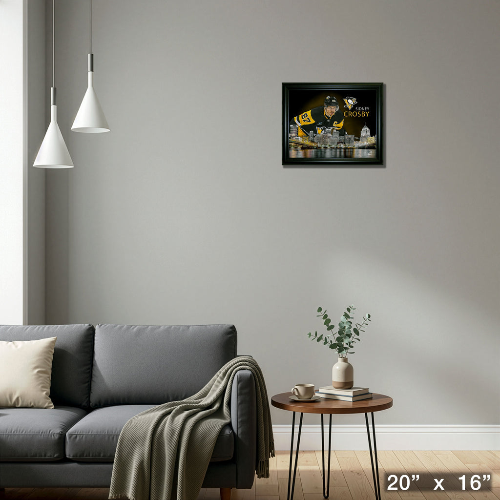 Sidney Crosby 16x20 Framed Skyline PhotoGlass Print Penguins