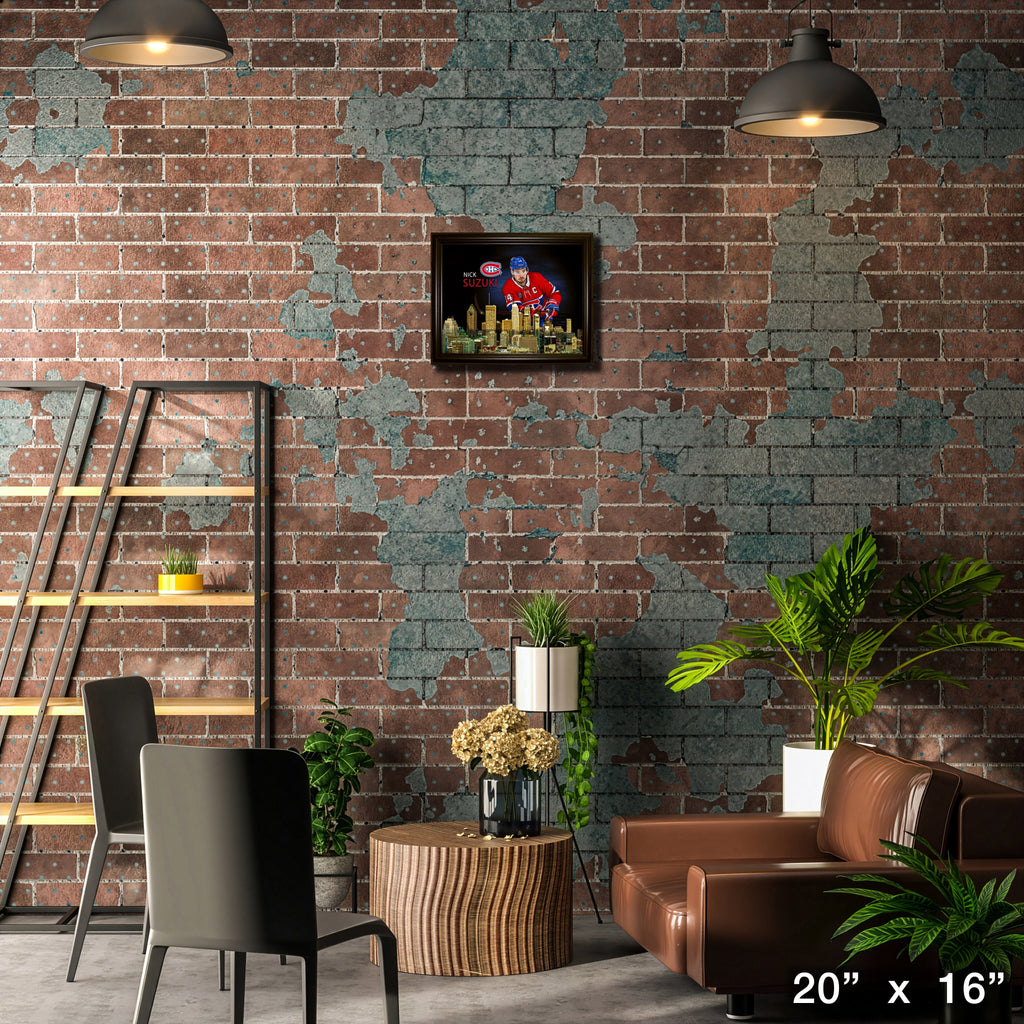 Nick Suzuki 16x20 Framed Skyline Print Montreal Canadiens