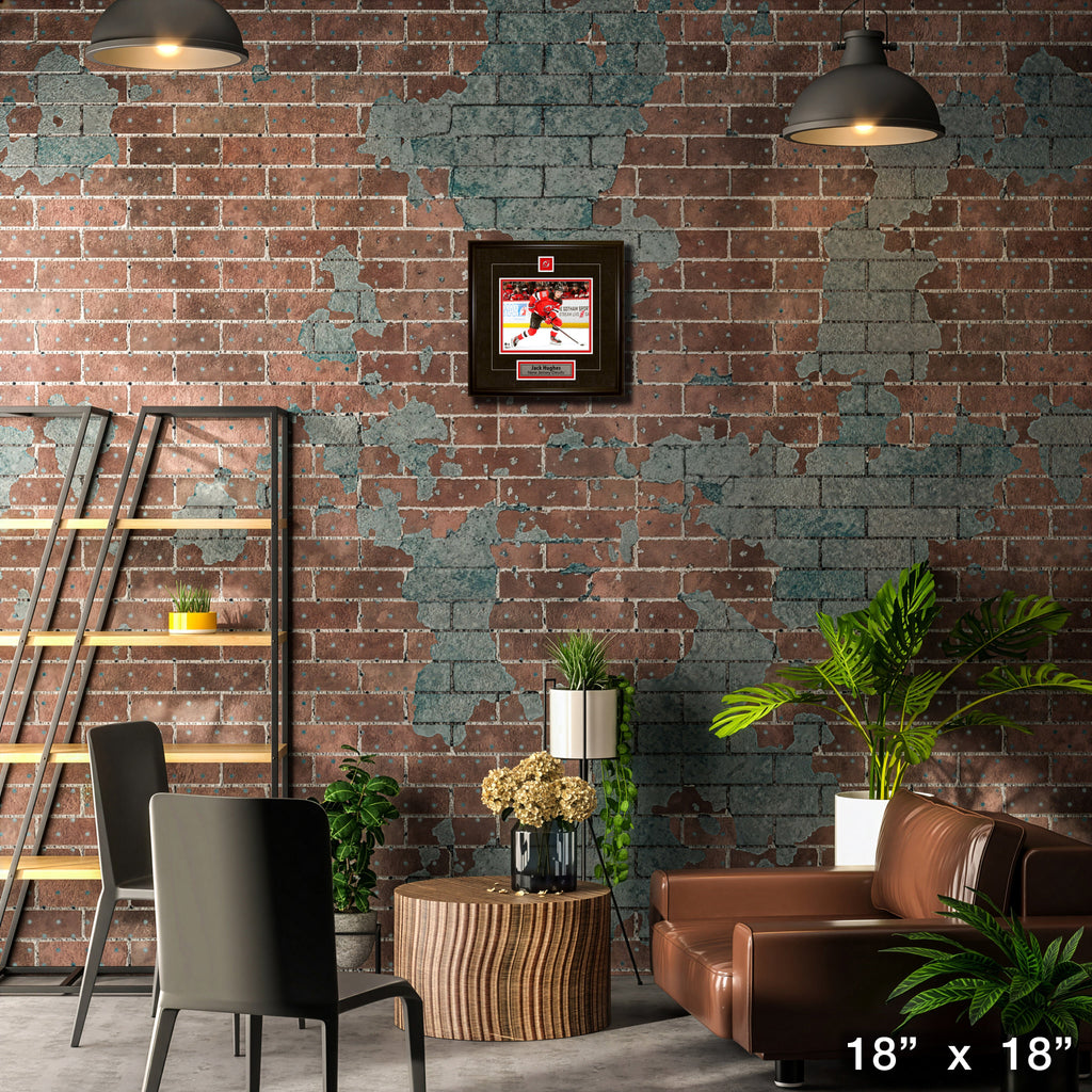 Jack Hughes Framed Pin & Plate New Jersey Devils