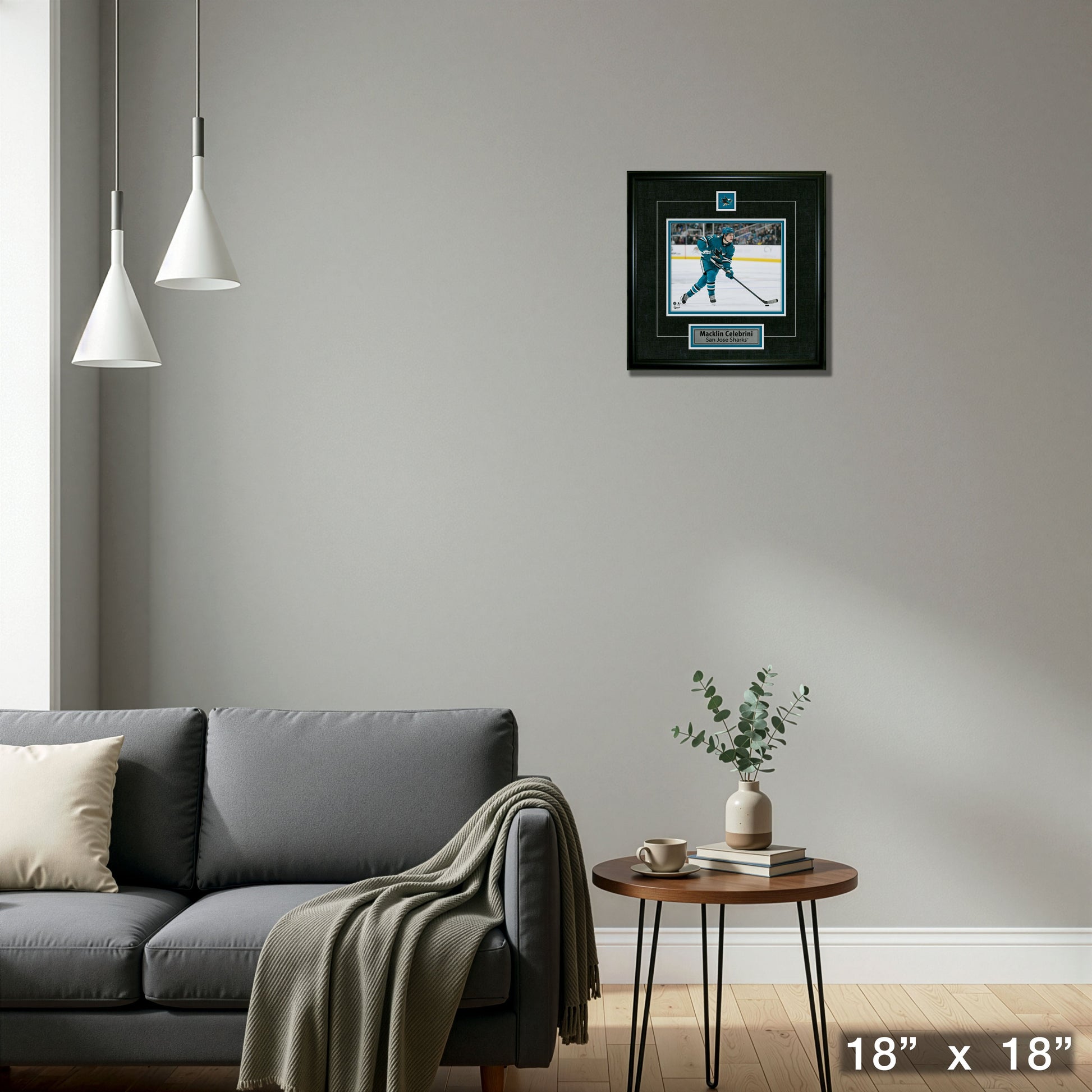 Macklin Celebrini Framed Pin & Plate San Jose Sharks