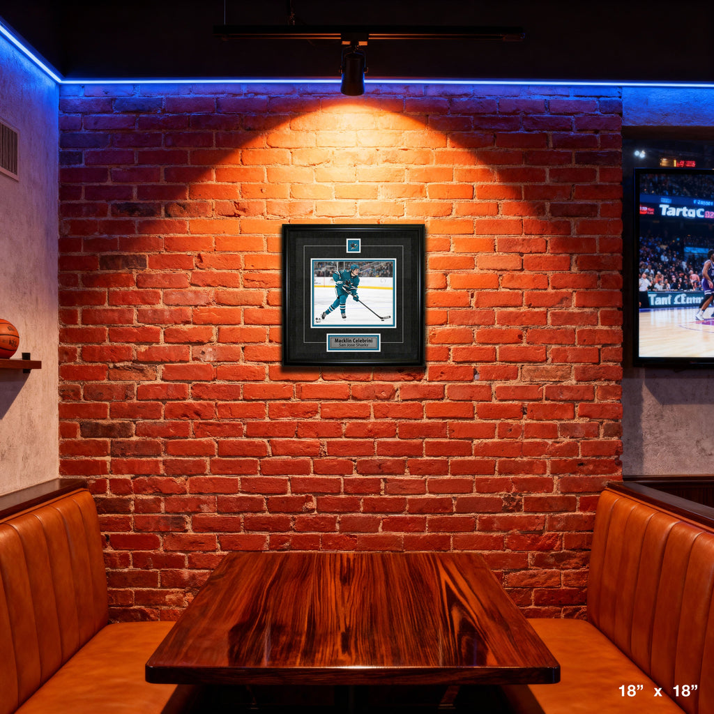 Macklin Celebrini Framed Pin & Plate San Jose Sharks