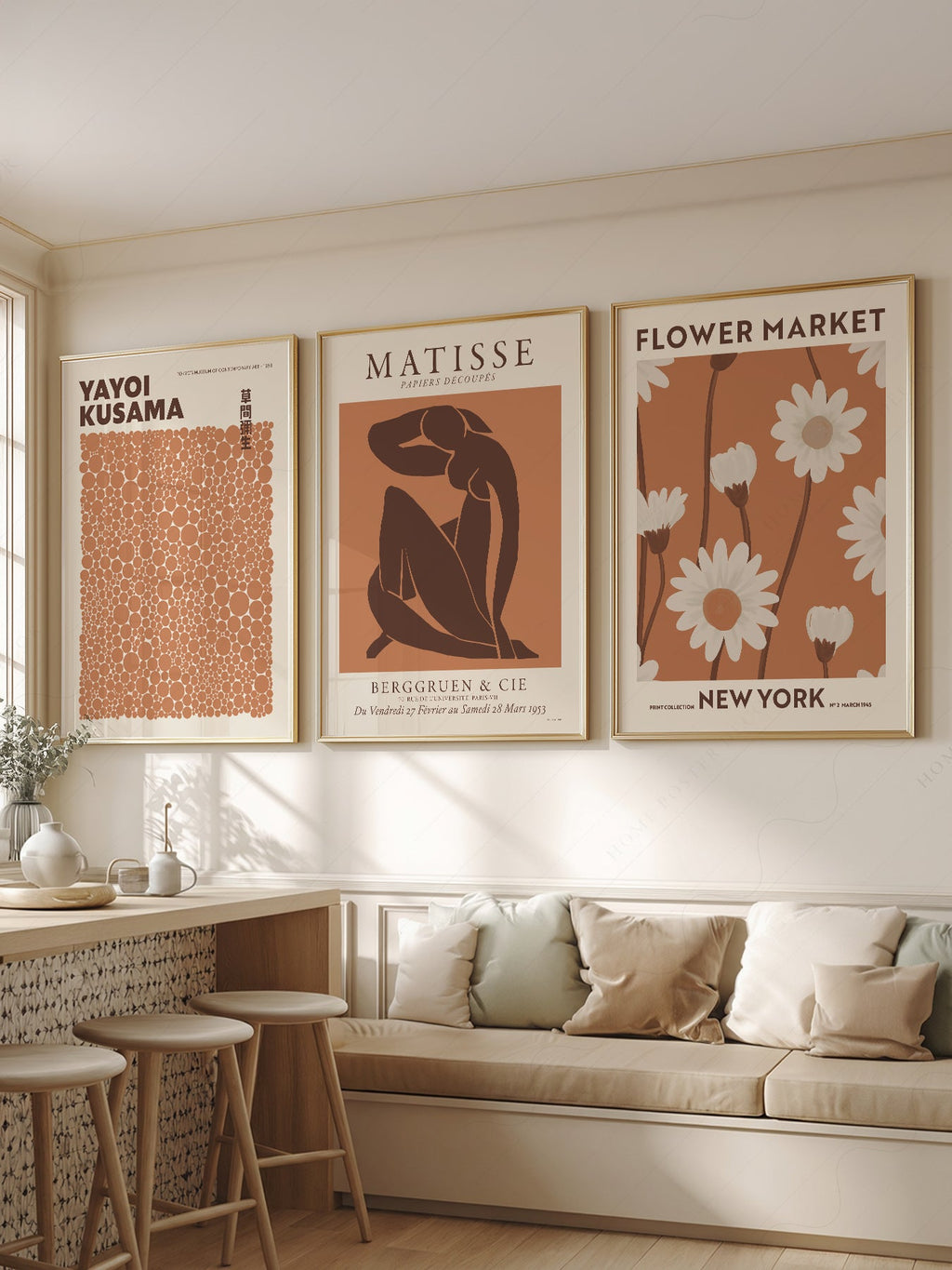 Matisse Kusama Flower Market Print Set – Neutral Earthy Gallery Wall Art