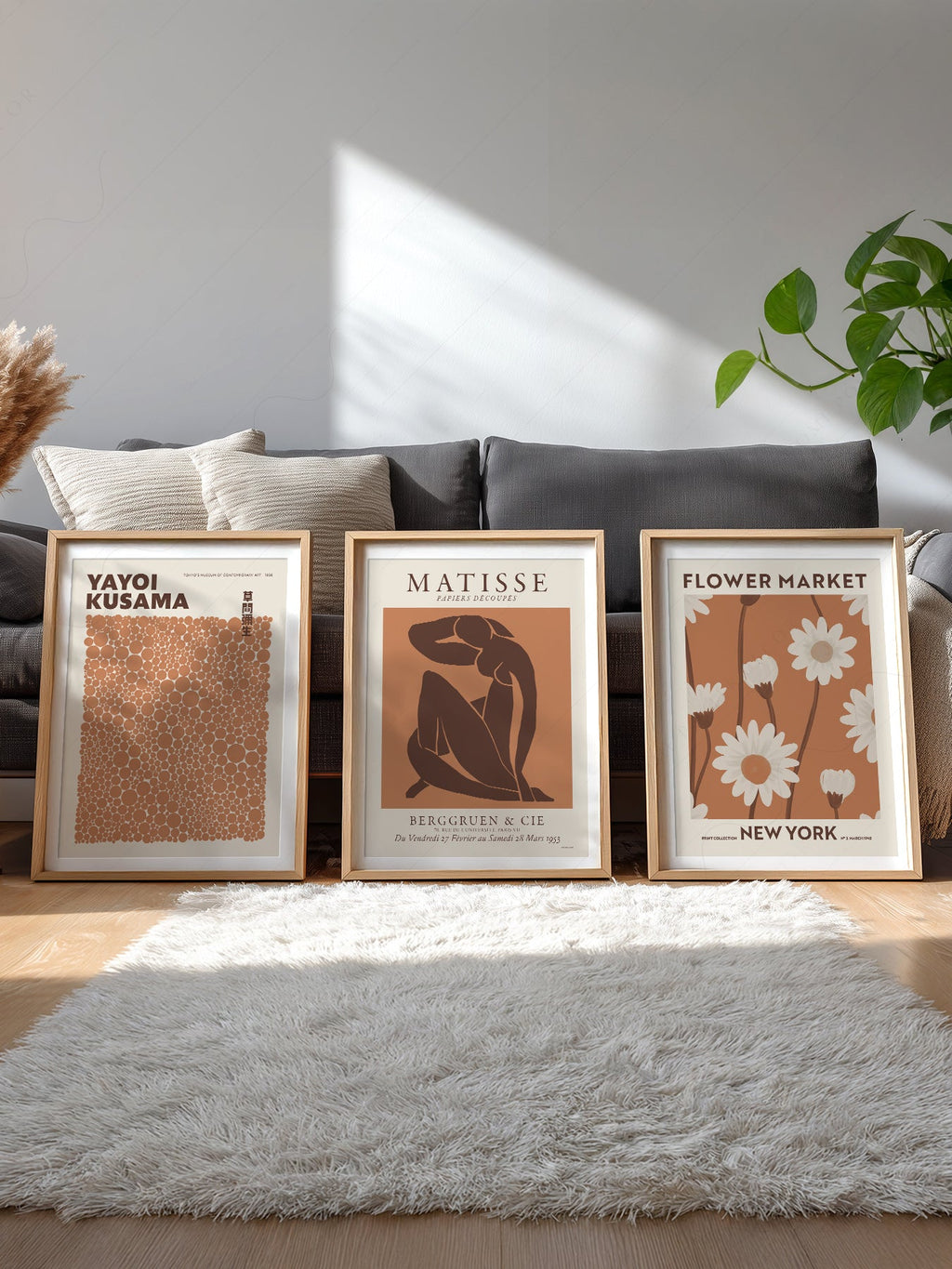Matisse Kusama Flower Market Print Set – Neutral Earthy Gallery Wall Art