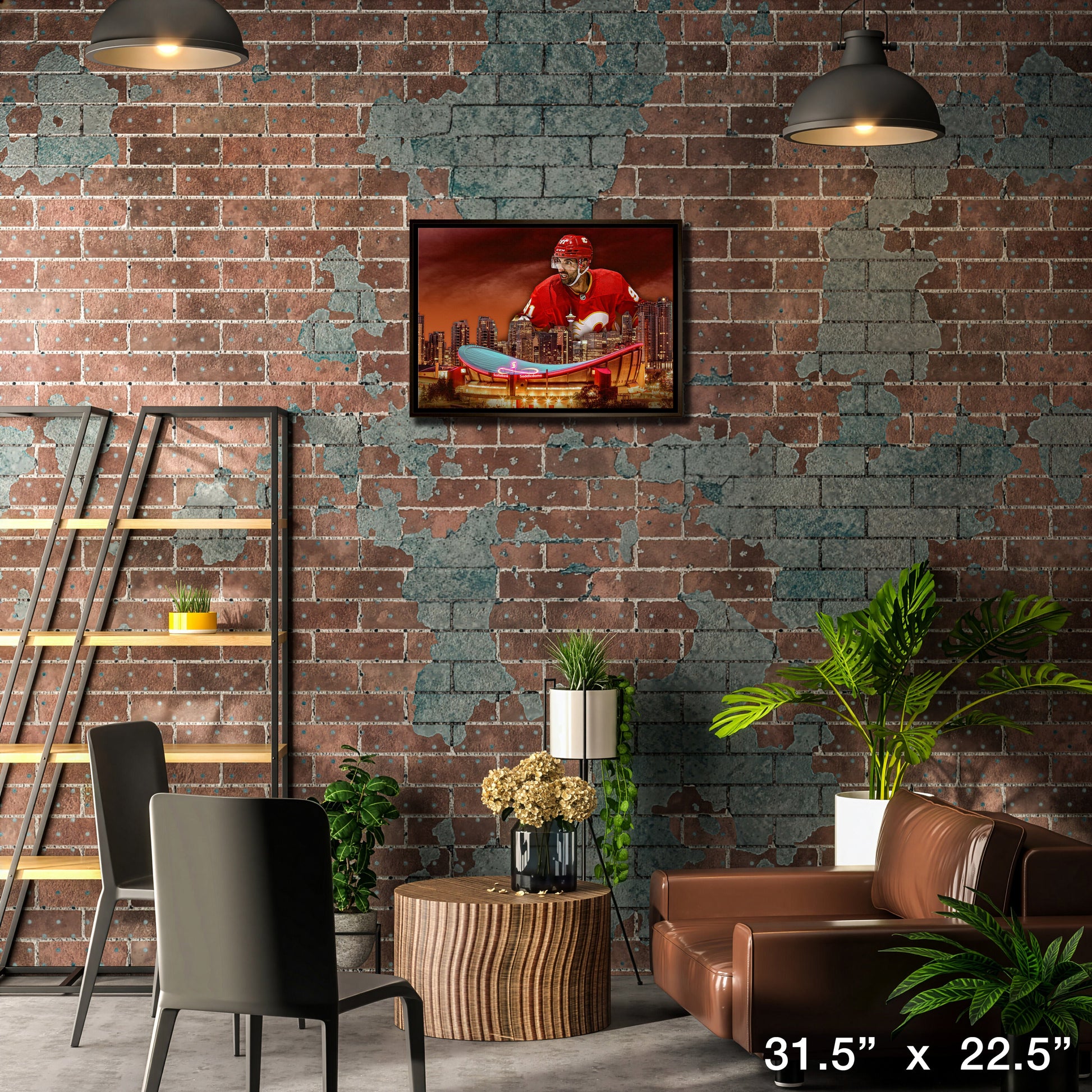 Nazem Kadri 20x29 Framed Canvas Flames Skyline-H