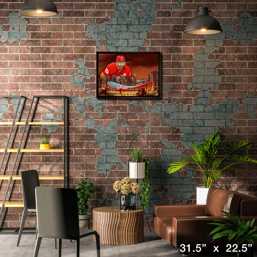 Jonathan Huberdeau 20x29 Framed Canvas Flames Skyline-H