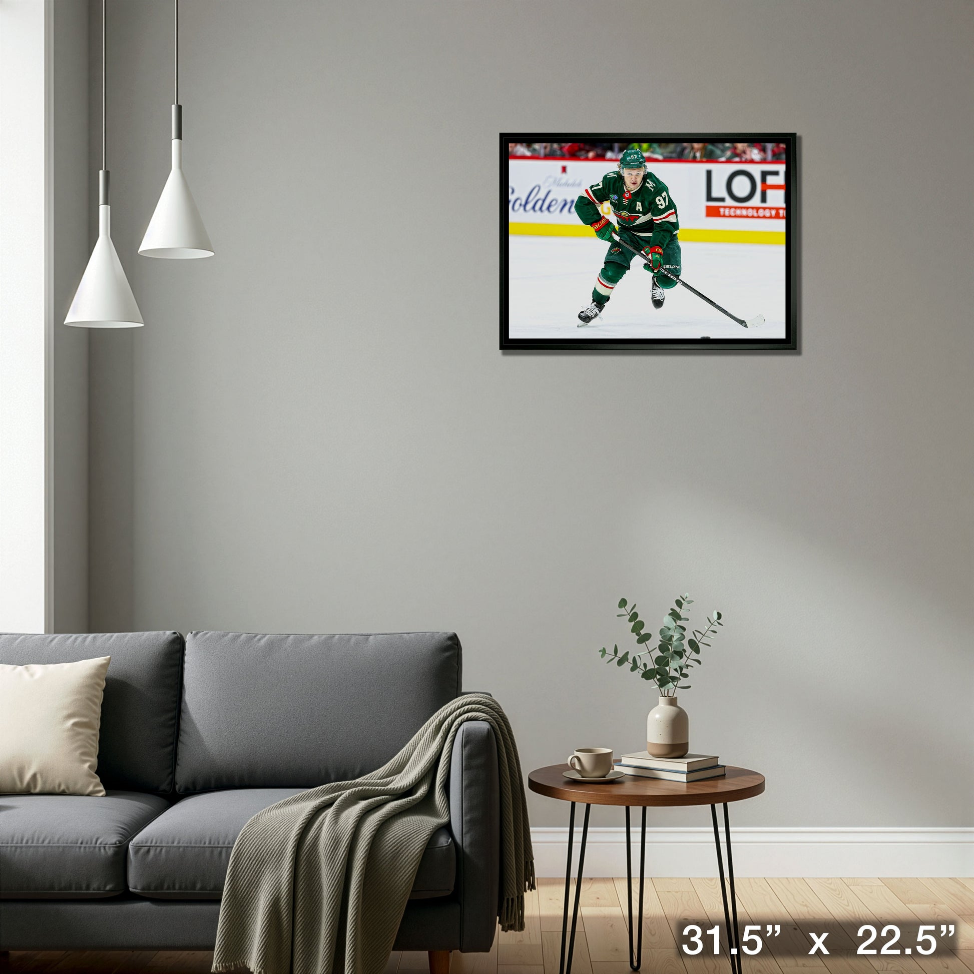 Kirill Kaprizov 20x29 Framed Canvas Minnesota Wild