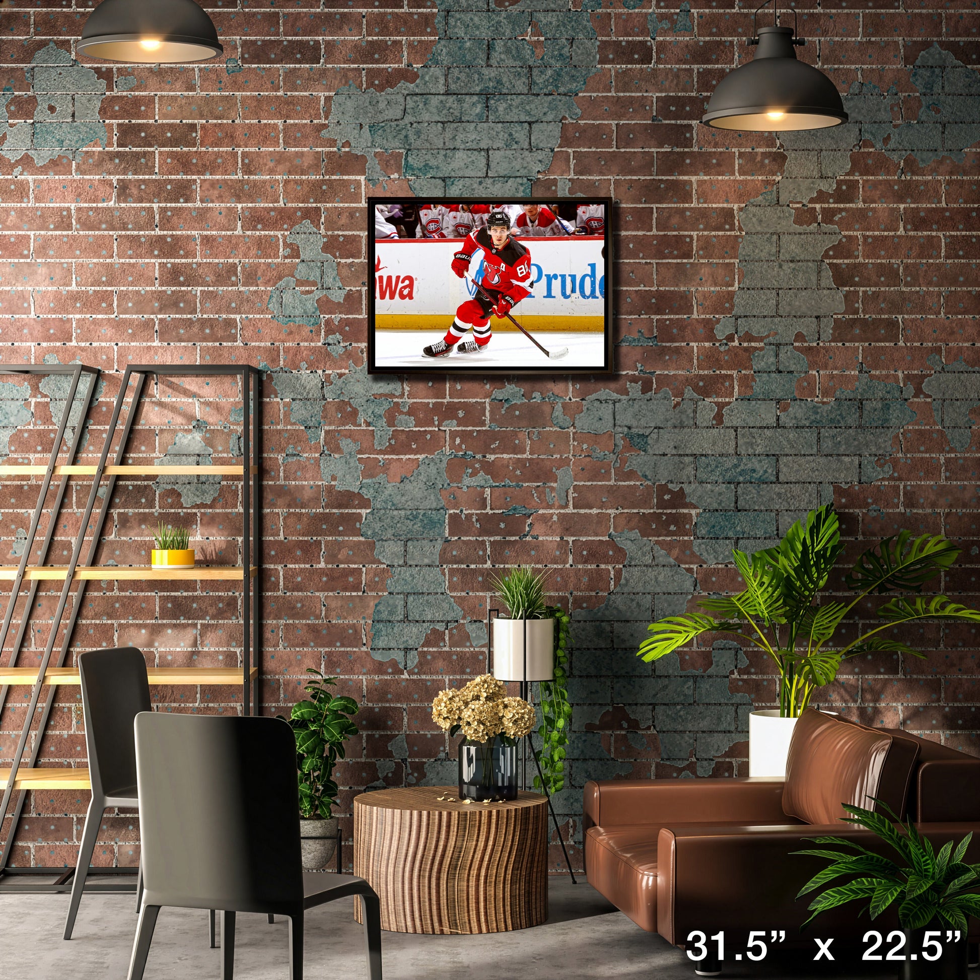 Jack Hughes 20x29 Framed Canvas New Jersey Devils