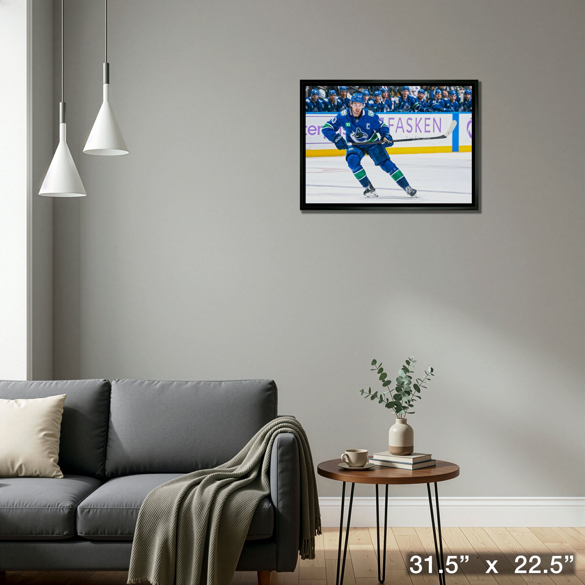 Quinn Hughes 20x29 Framed Canvas Vancouver Canucks