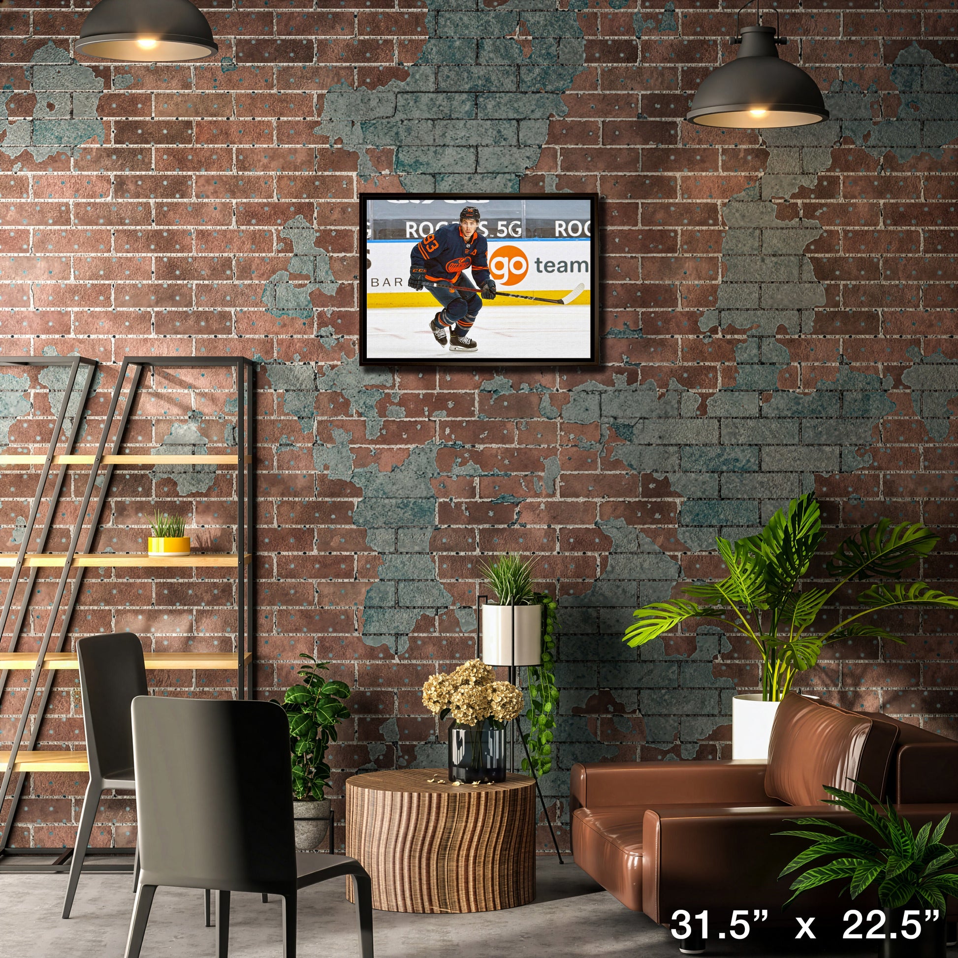 Ryan Nugent-Hopkins 20x29 Framed Canvas Oilers Action-H