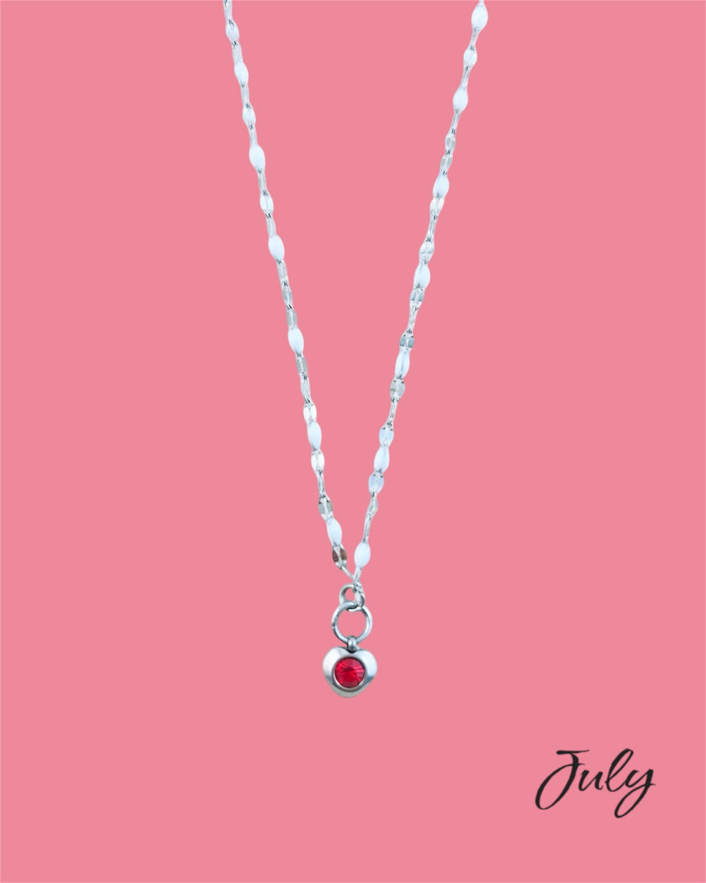 Colliers en argent avec pierres de cœur - différentes couleurs de pierres de naissance