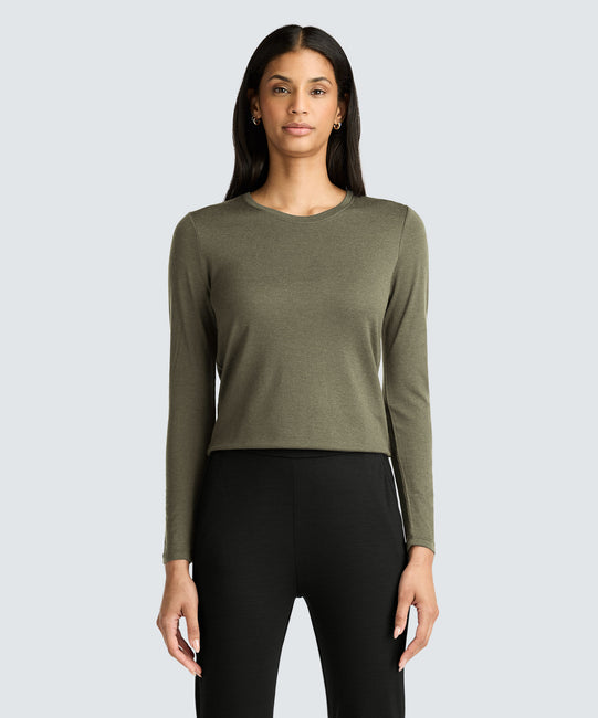 T-shirt à manches longues en mérinos pour femme