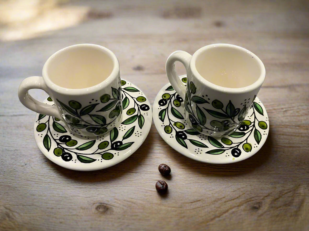 Handmade Ceramic Espresso Coffee Cup with Saucer