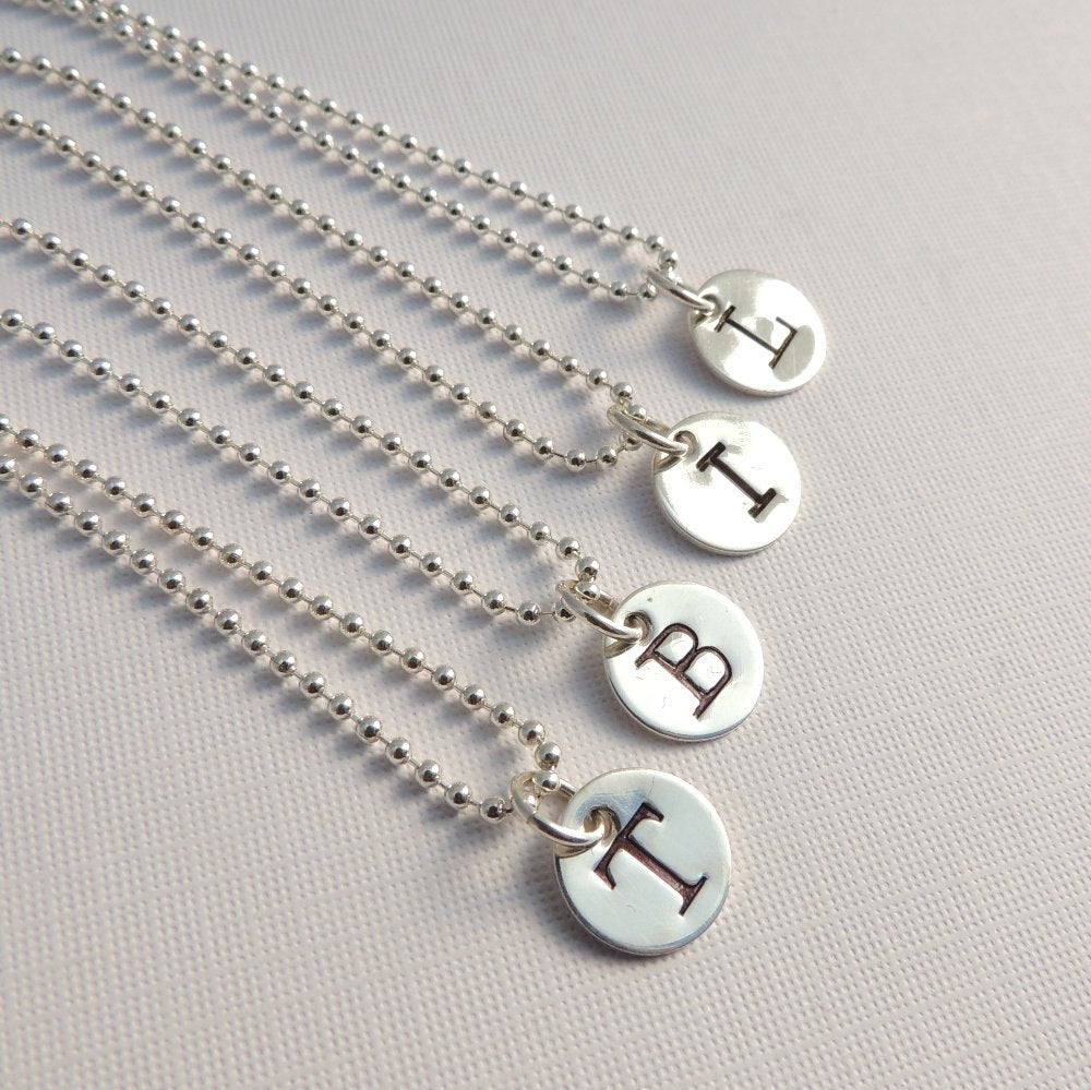 Initial Necklace Sterling Silver Personalized Jewellery Custom Stamped Typewriter Font