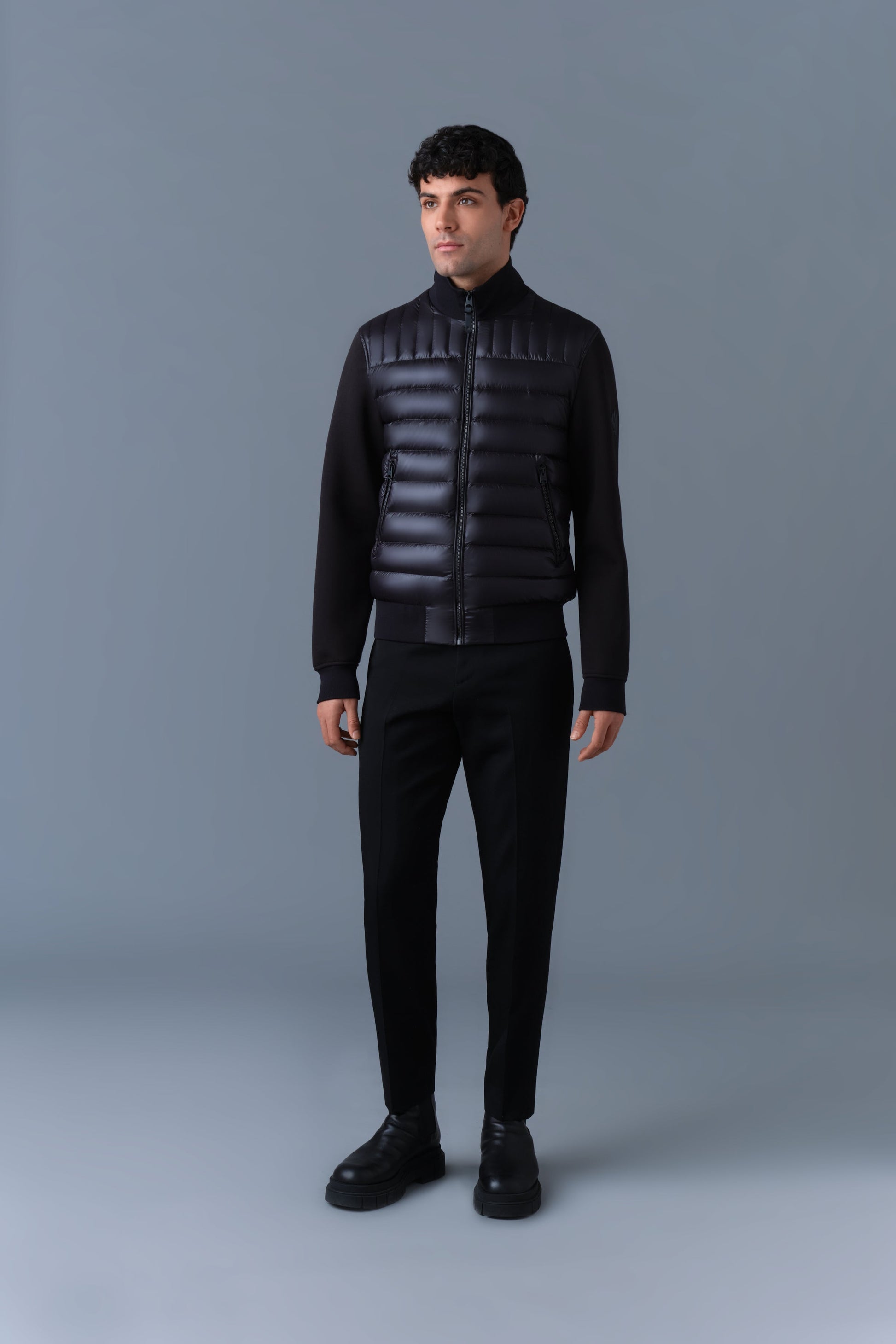 COLLIN-R Nano Down Mixed Media Bomber Jacket