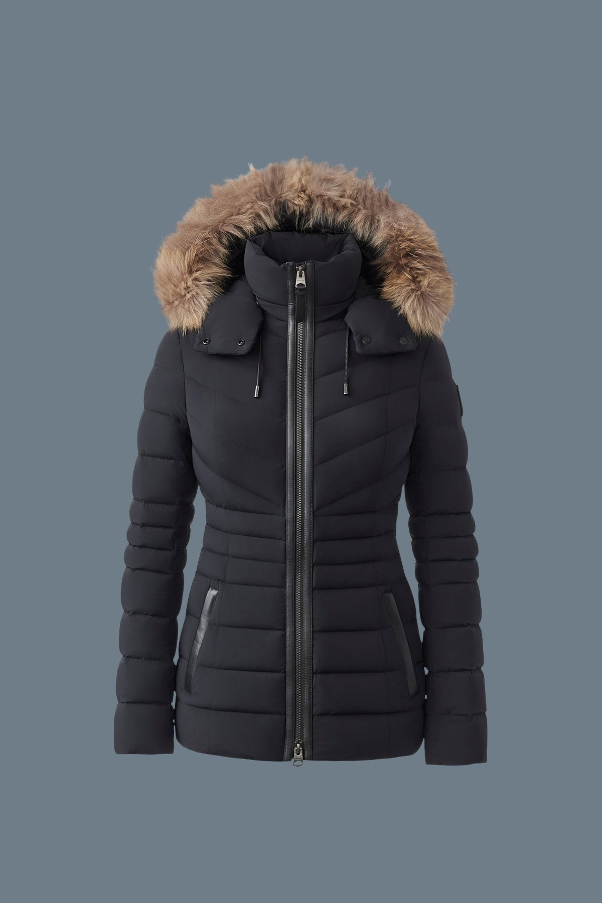 PATSY Manteau Agile 360 en couette avec col en fourrure naturelle