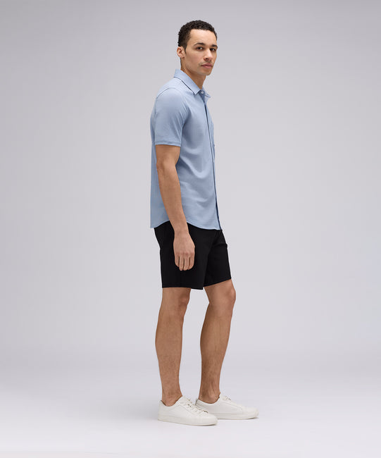 Chemise boutonnée à manches courtes en laine mérinos pour homme
