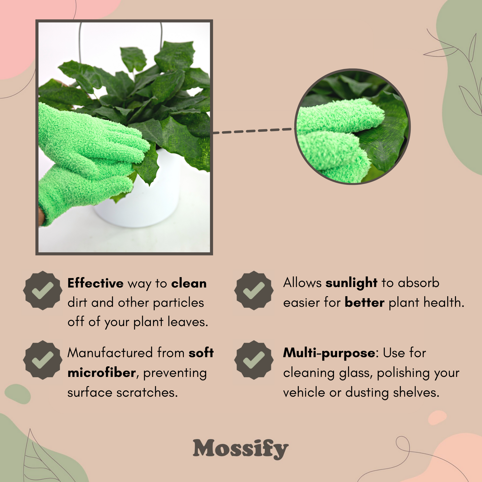 Leaf Shining Microfiber Gloves