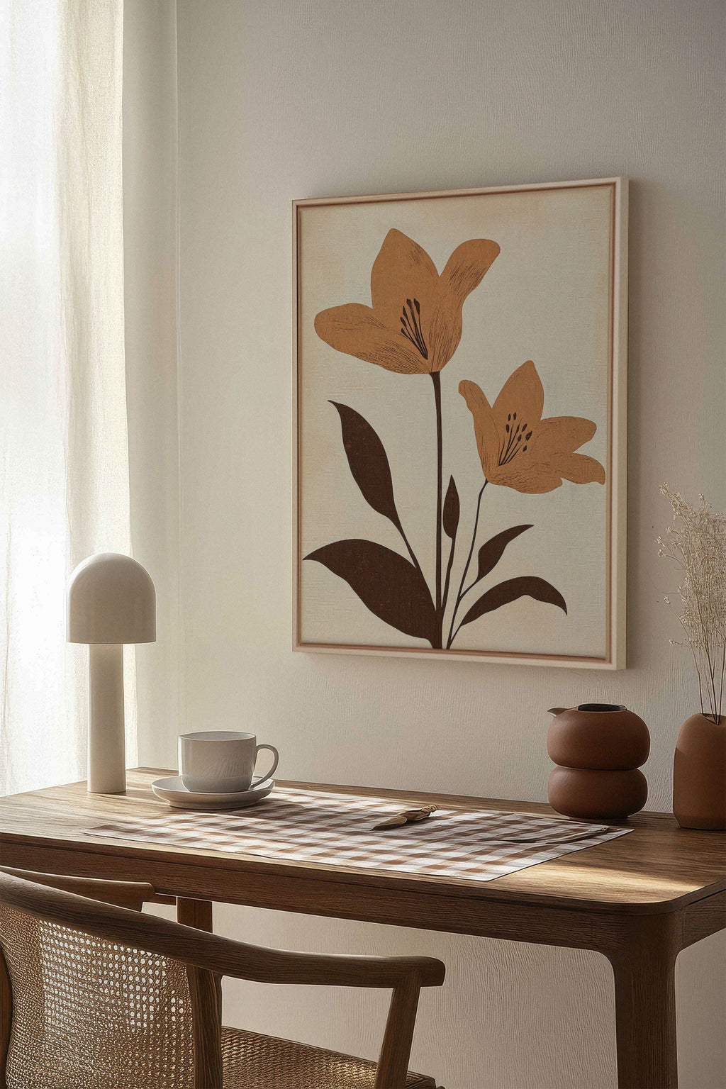 SEPIA FLOWERS, Stretched Canvas Artwork