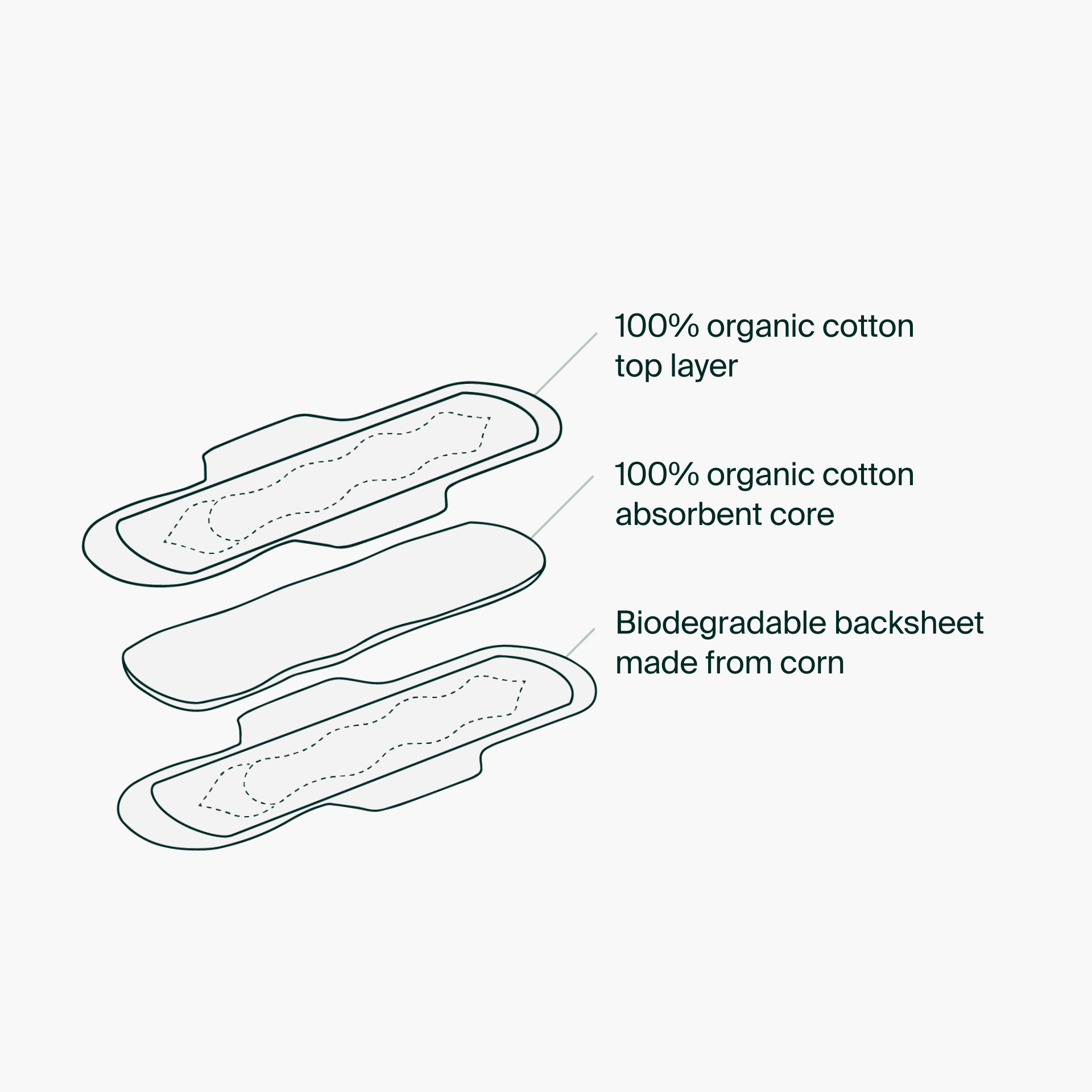 100% Organic Cotton Daily Pads - Bulk