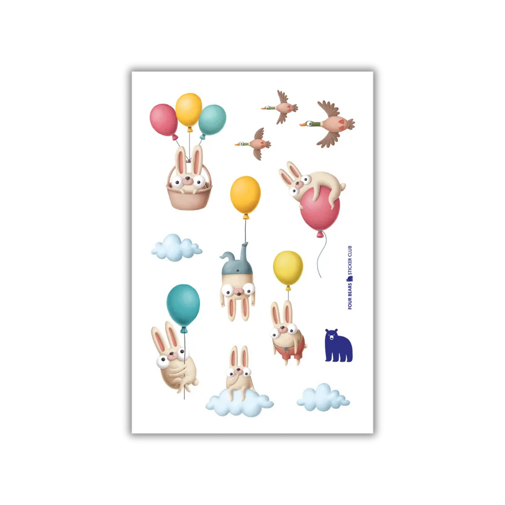 Bunny Balloons - Four Bears Sticker Club