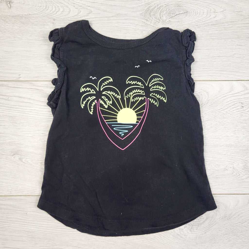 PBRQ1 - Haut noir George à motif palmiers. Taille 3T