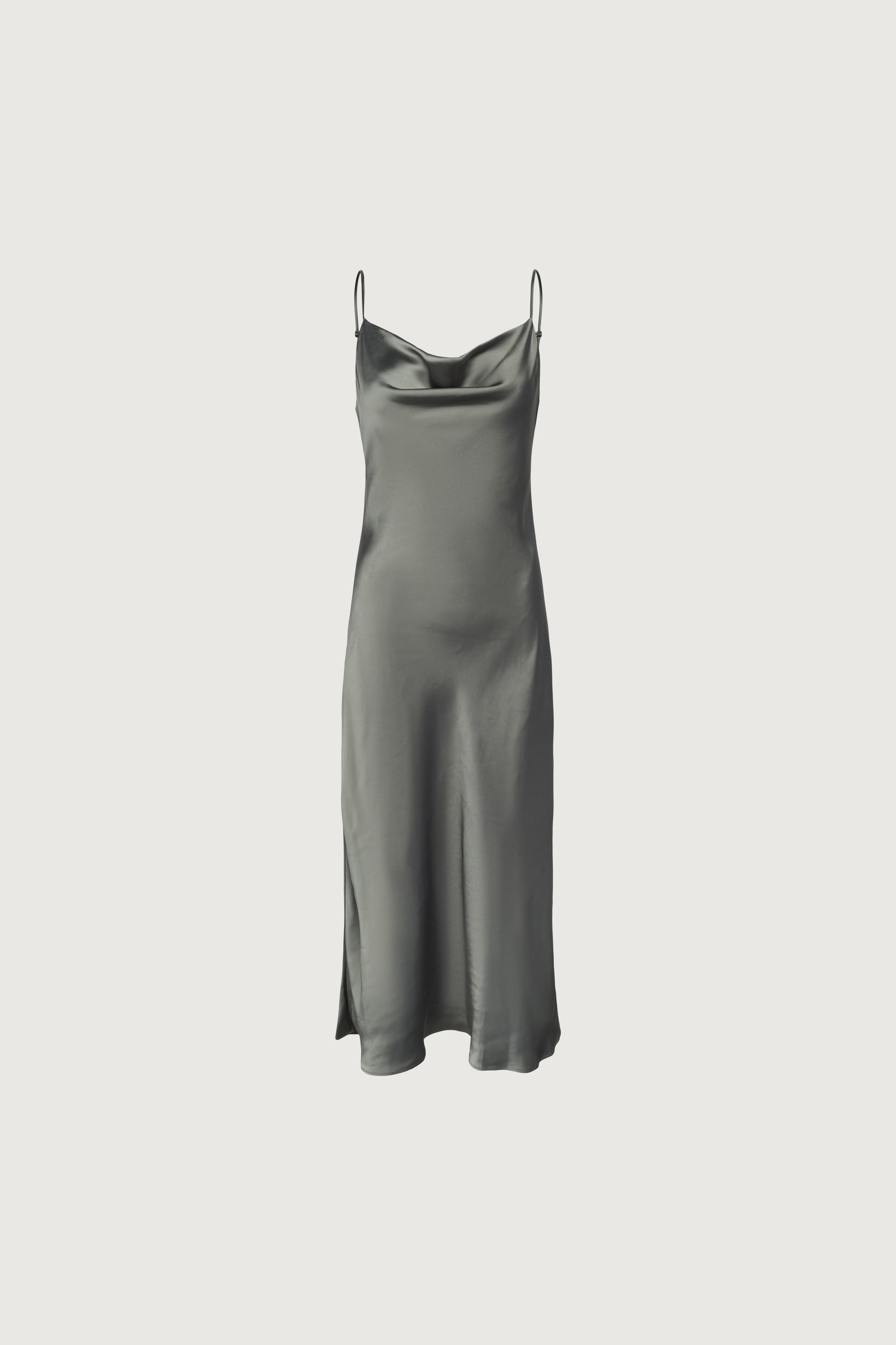 ROBE MIDI EN SATIN À COL BÂTONNET