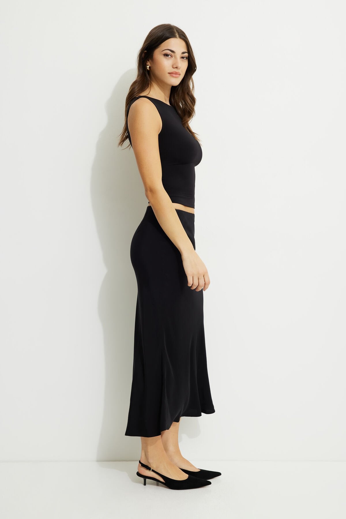 Picot Midi Slip Skirt