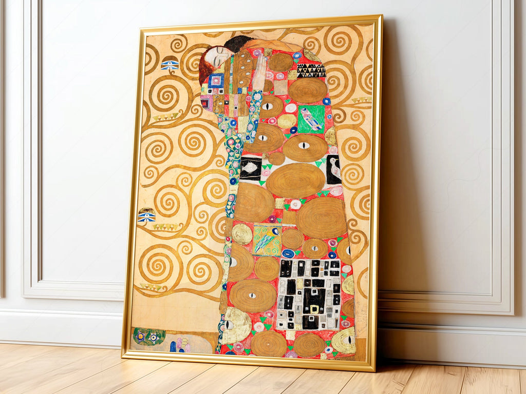 Gustav Klimt Fulfillment Art Print – Art Nouveau Golden Wall Poster
