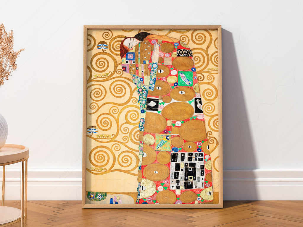 Gustav Klimt Fulfillment Art Print – Art Nouveau Golden Wall Poster