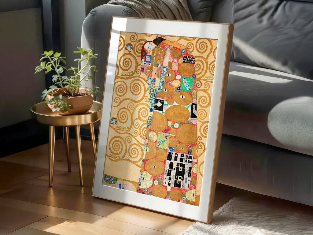 Gustav Klimt Fulfillment Art Print – Art Nouveau Golden Wall Poster