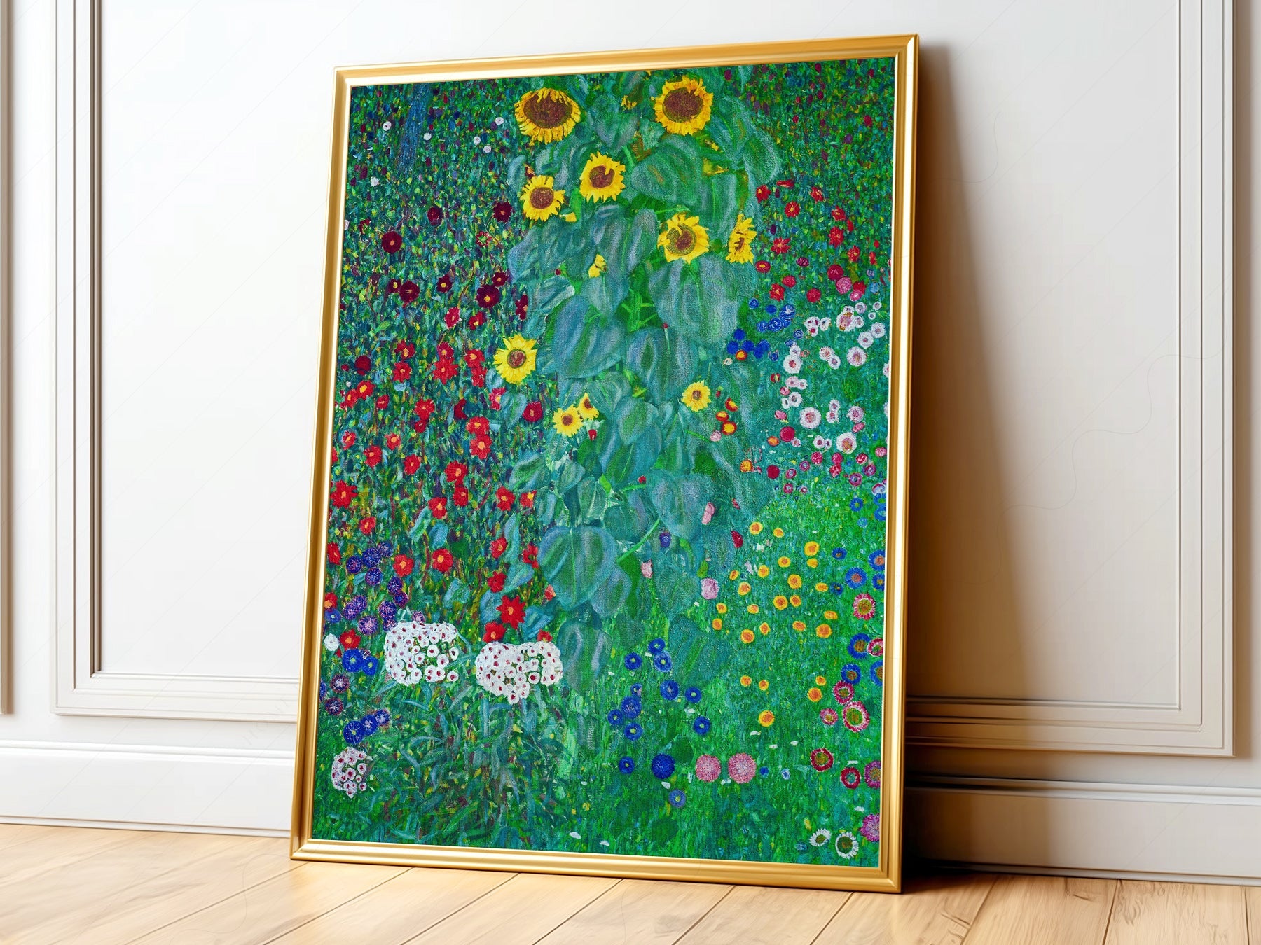 Gustav Klimt Farm Garden with Sunflowers Art Print – Floral Wall Art