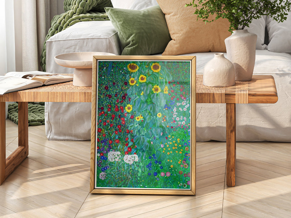 Gustav Klimt Farm Garden with Sunflowers Art Print – Floral Wall Art