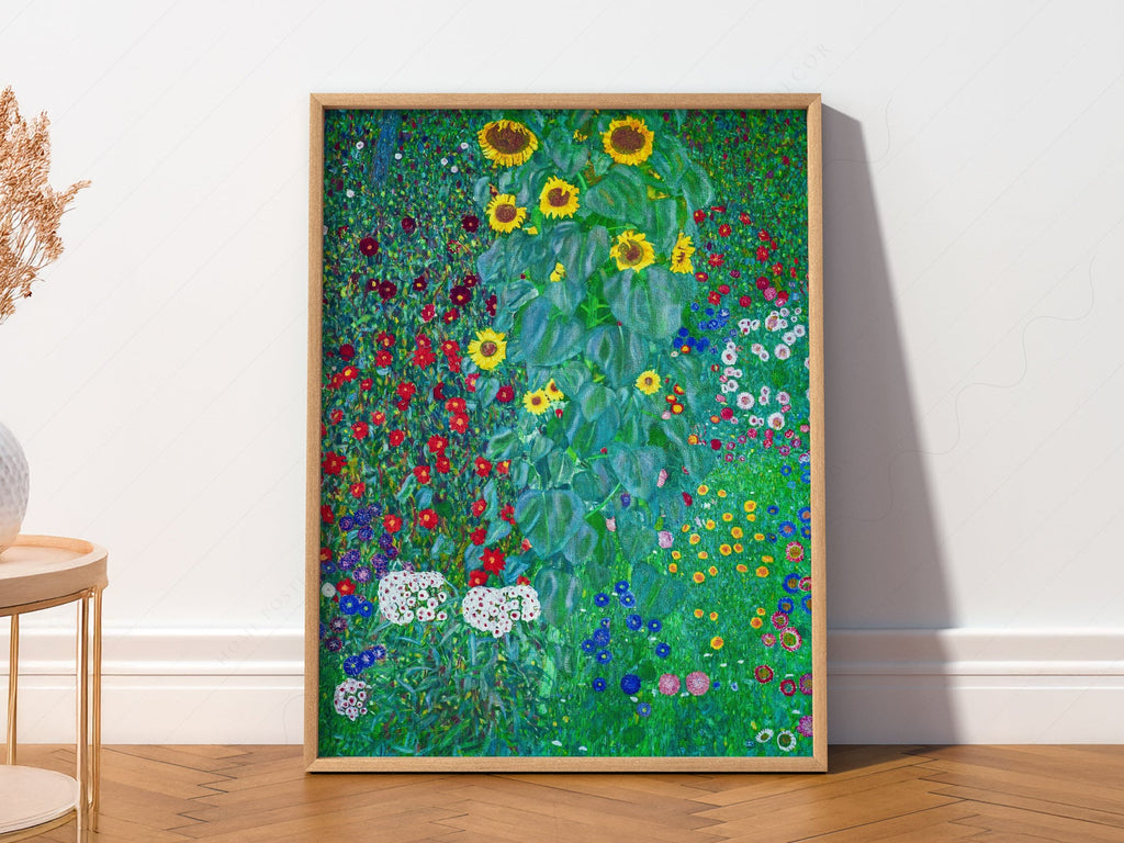 Gustav Klimt Farm Garden with Sunflowers Art Print – Floral Wall Art