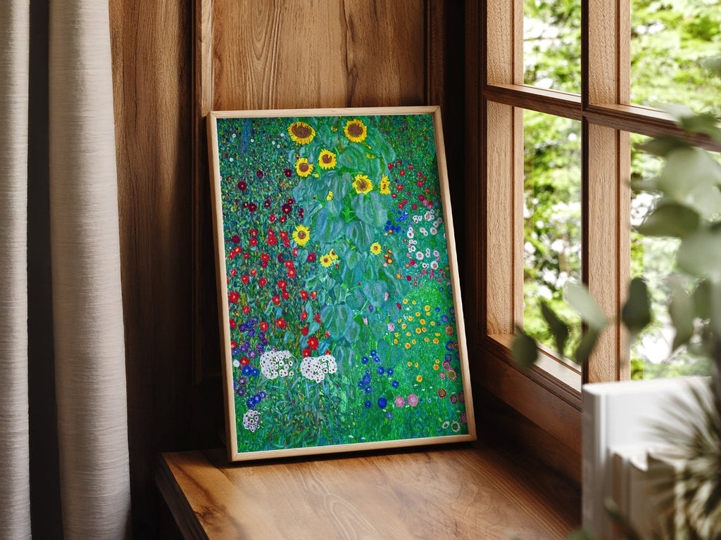 Gustav Klimt Farm Garden with Sunflowers Art Print – Floral Wall Art