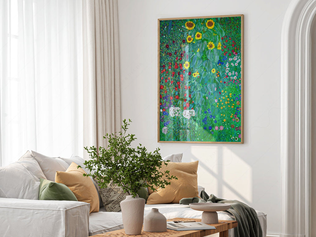 Gustav Klimt Farm Garden with Sunflowers Art Print – Floral Wall Art