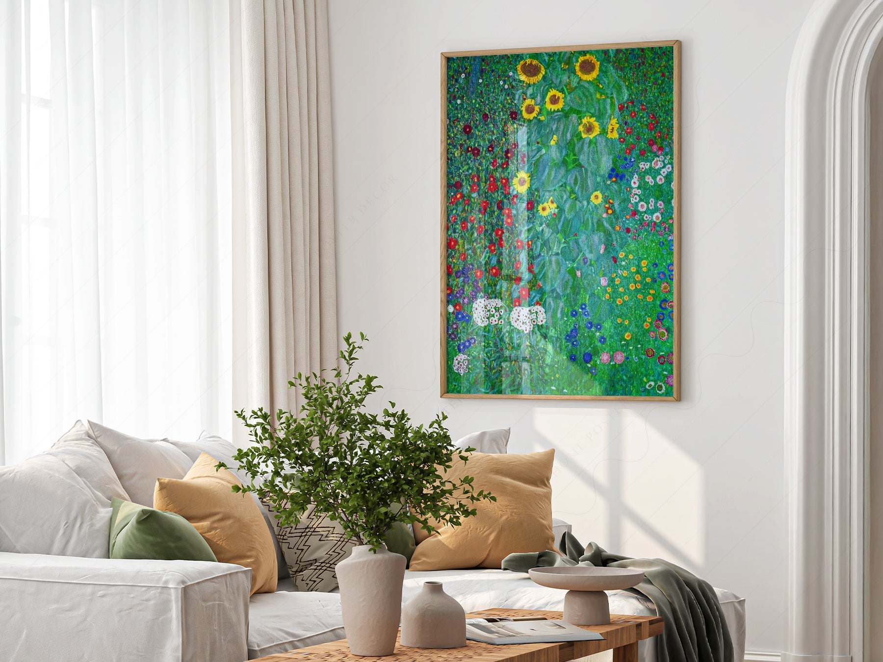 Gustav Klimt Farm Garden with Sunflowers Art Print – Floral Wall Art