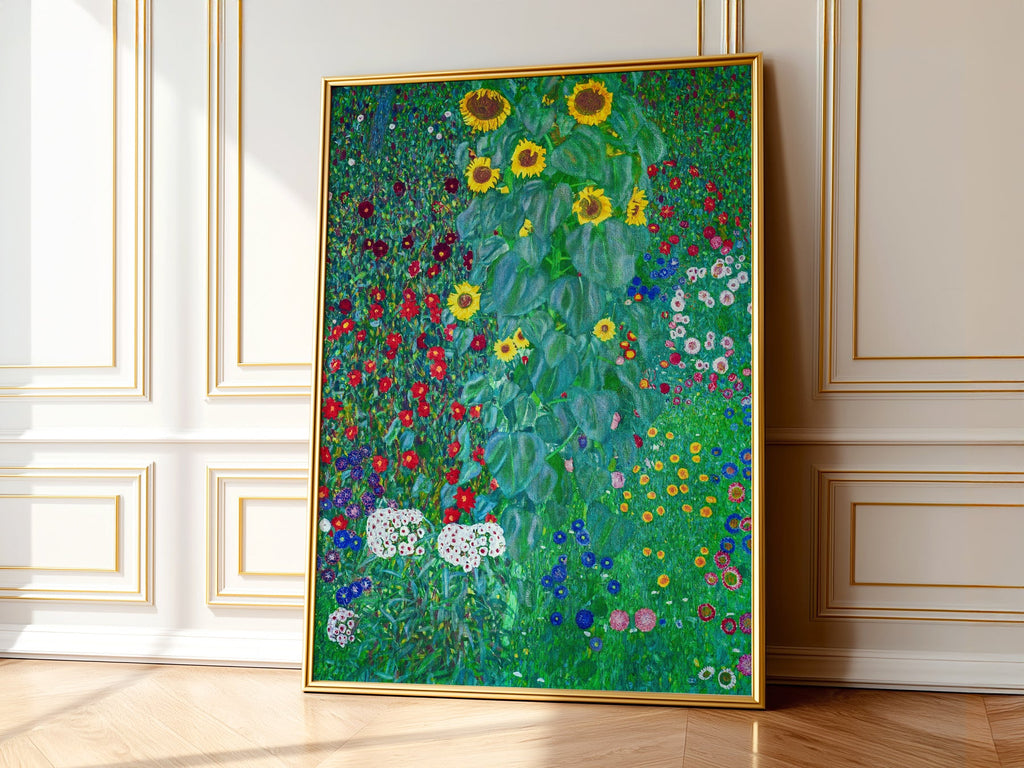 Gustav Klimt Farm Garden with Sunflowers Art Print – Floral Wall Art