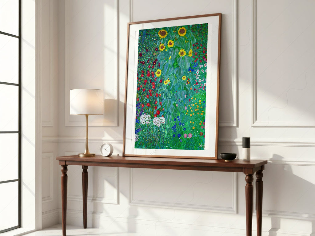 Gustav Klimt Farm Garden with Sunflowers Art Print – Floral Wall Art