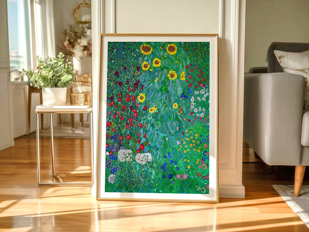 Gustav Klimt Farm Garden with Sunflowers Art Print – Floral Wall Art
