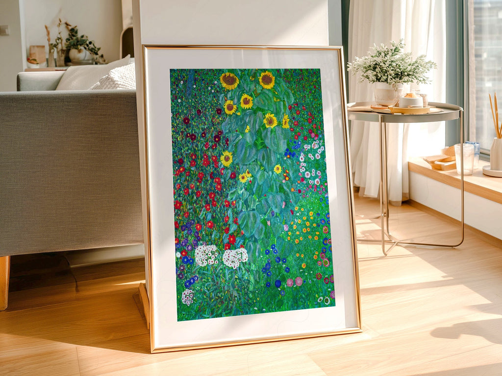 Gustav Klimt Farm Garden with Sunflowers Art Print – Floral Wall Art