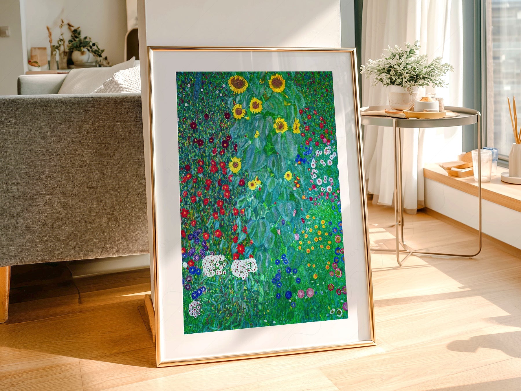 Gustav Klimt Farm Garden with Sunflowers Art Print – Floral Wall Art