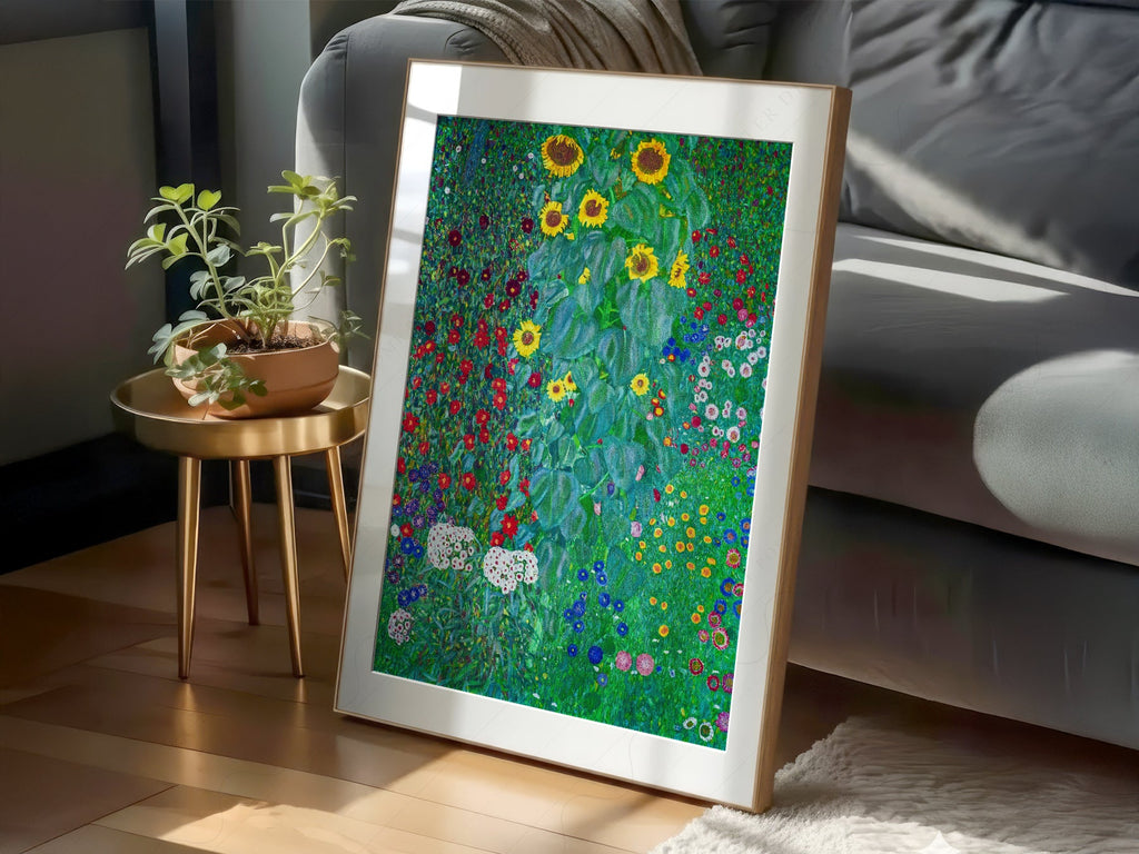 Gustav Klimt Farm Garden with Sunflowers Art Print – Floral Wall Art
