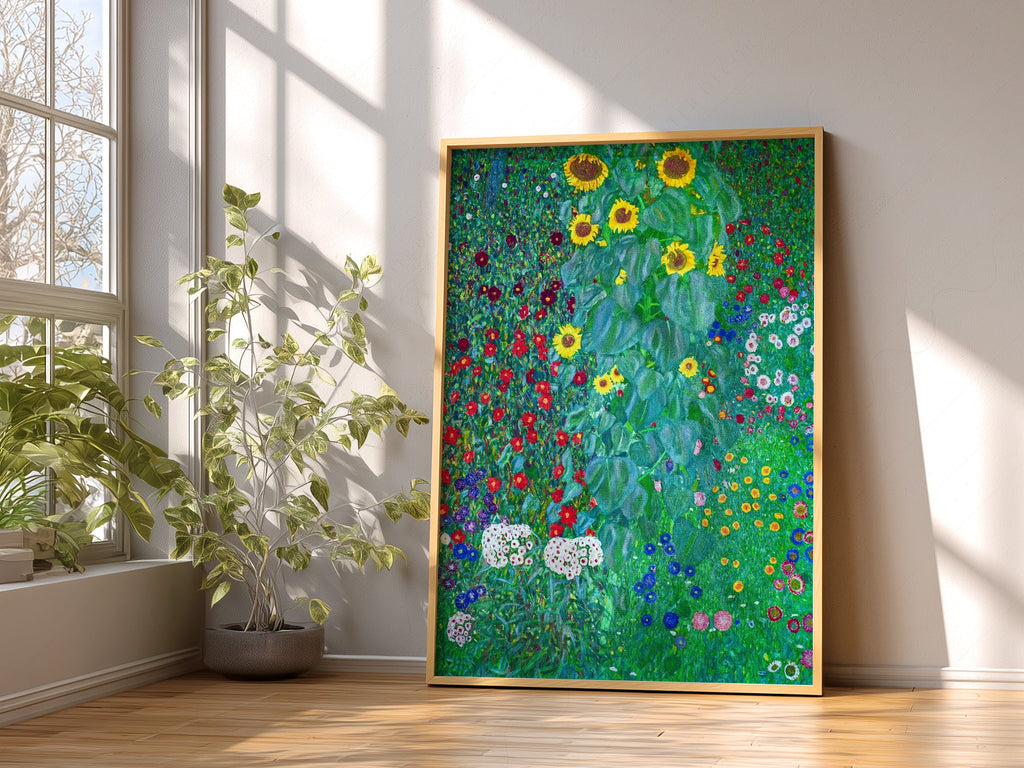 Gustav Klimt Farm Garden with Sunflowers Art Print – Floral Wall Art