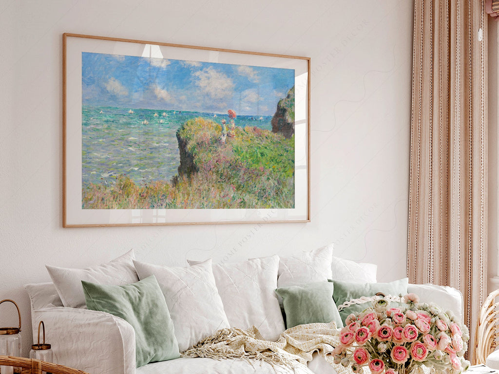 Claude Monet Cliff Walk at Pourville Art Print – Famous Painting Poster