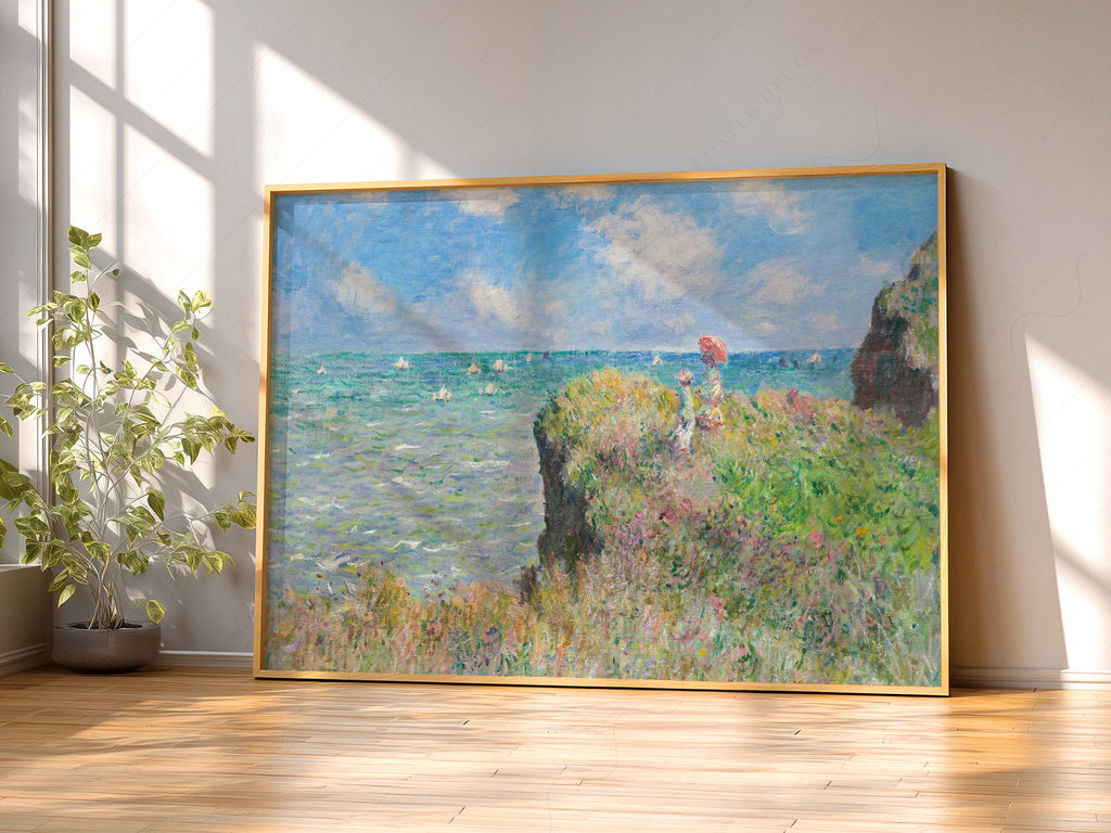 Claude Monet Cliff Walk at Pourville Art Print – Famous Painting Poster