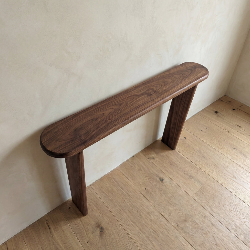 Narrow console table in walnut