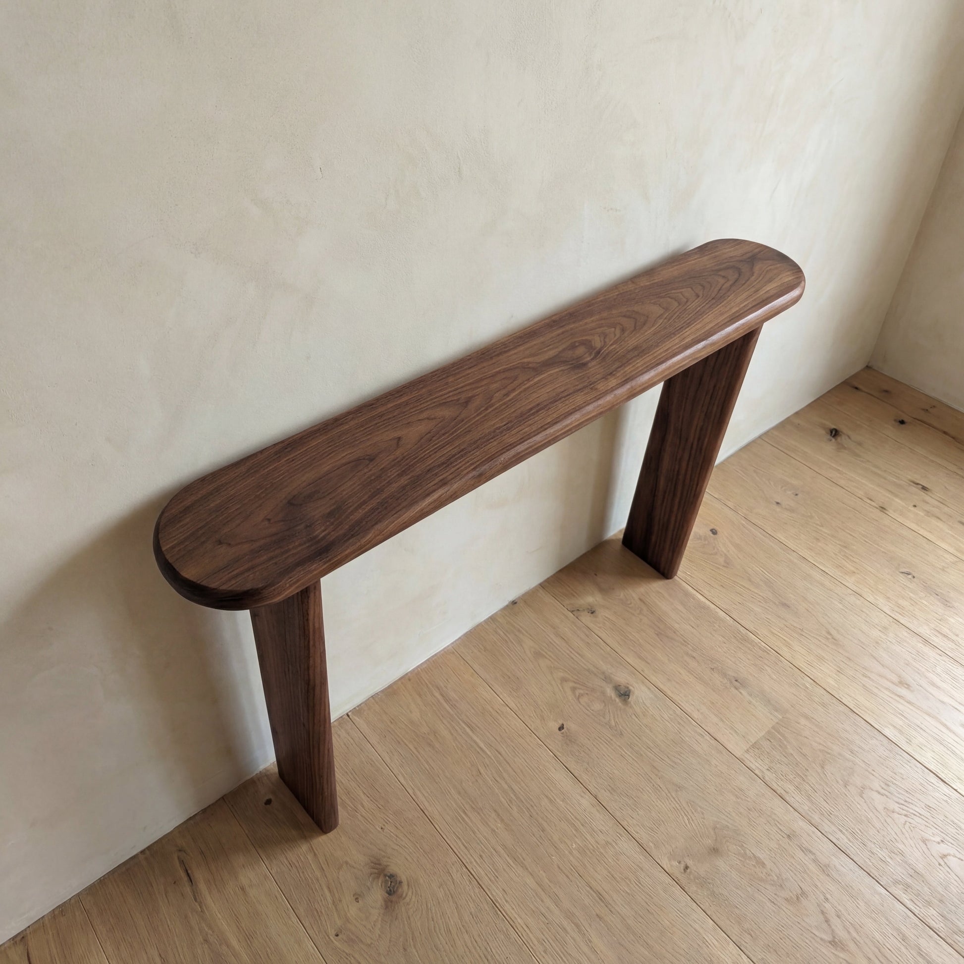 Narrow console table in walnut