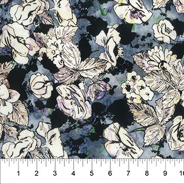 Banyan Batiks - Pétales de fleurs - Grand motif floral bleu - 80760-40