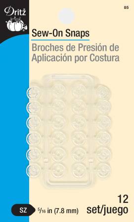 Boutons-pression à coudre Dritz transparents 5/16 po, 12 unités